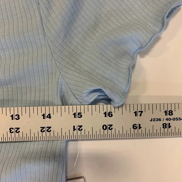 Bp Nordstrom Women's Tie Front Lettuce Edge Minidress In Blue Cashmere SZ M NWT - Picture 12 of 13